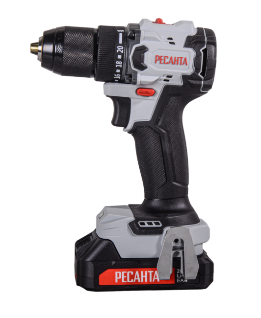 Дрель-шуруповерт аккумуляторная Ресанта ДА-20-2ЛК-БП (2,0 А/ч) (бесщеточный двигатель, 70Нм) в Казани