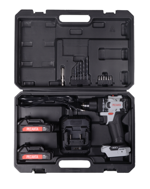 Дрель-шуруповерт аккумуляторная Ресанта ДА-20-2ЛК-БП (2,0 А/ч) (бесщеточный двигатель, 70Нм) в Казани