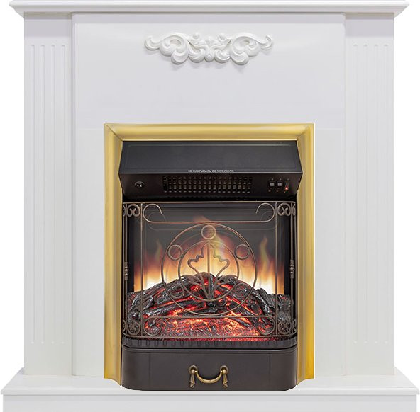 Каминокомплект Capri - Белое дерево делюкс с очагом Majestic FX M Brass в Казани