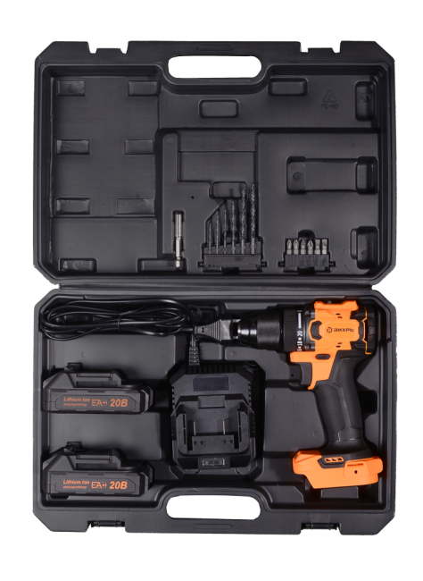 Дрель-шуруповерт аккумуляторная Вихрь ДА-20Л-2К/БП (2,0 А/ч) (бесщеточный двигатель, 70Нм) в Казани Дрель-шуруповерт аккумуляторная Вихрь ДА-20Л-2К/БП (2,0 А/ч) (бесщеточный двигатель, 70Нм) в Казани