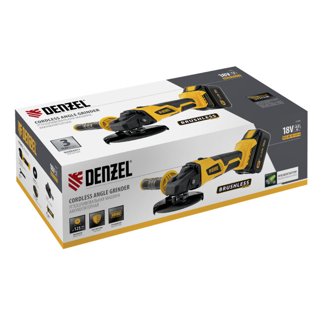 Машина углошлифовальная аккумуляторная бесщет. BLG-IB-18-125-4, Li-ion, 18 В Denzel в Казани