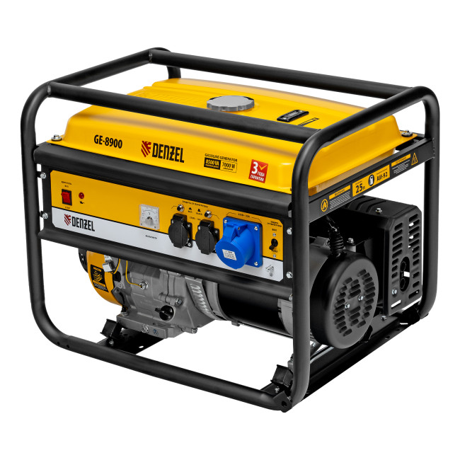 Генератор бензиновый GE 8900, 8.5 кВт, 220 В/50 Гц, 25 л, ручной старт Denzel в Казани