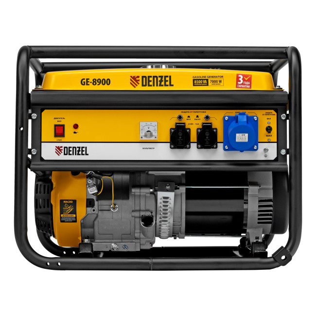 Генератор бензиновый GE 8900, 8.5 кВт, 220 В/50 Гц, 25 л, ручной старт Denzel в Казани