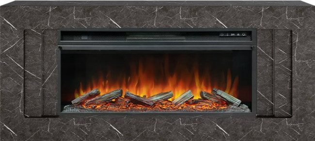Каминокомплект Line 42 SFT Stone Touch - Серый мрамор с очагом Vision 42 LOG LED в Казани