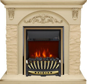 Каминокомплект Bern Сланец крупный бежевый / Алебастр темная патина с очагом Aspen Gold Каминокомплект Bern Сланец крупный бежевый / Алебастр темная патина с очагом Aspen Gold