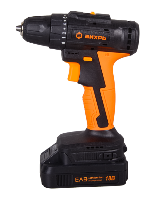 Дрель-шуруповерт аккумуляторная Вихрь ДА-18Л-2К/Б (бесщеточный двигатель) в Казани