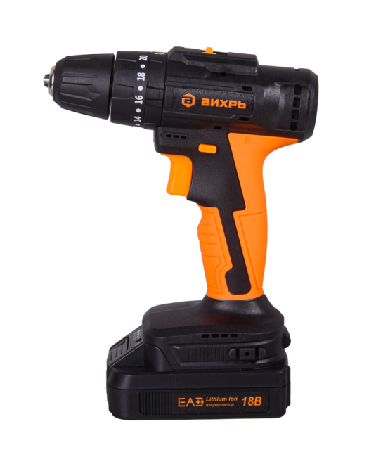 Дрель-шуруповерт аккумуляторная Вихрь ДА-18Л-2КУ/Б (бесщеточный двигатель) в Казани Дрель-шуруповерт аккумуляторная Вихрь ДА-18Л-2КУ/Б (бесщеточный двигатель) в Казани