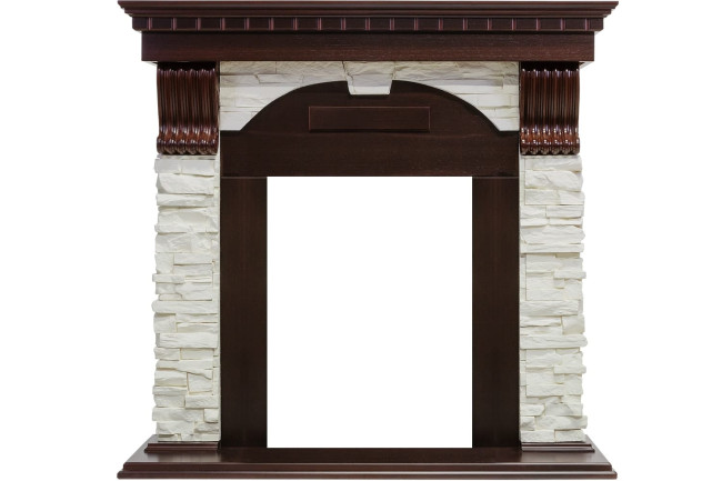 Каминокомплект Dublin - Темный дуб / Сланец белый с очагом Cavendish в Казани