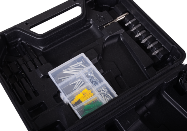 Дрель-шуруповерт аккумуляторная Вихрь ДА-20Л-2КА с набором оснастки 65 предметов в Казани Дрель-шуруповерт аккумуляторная Вихрь ДА-20Л-2КА с набором оснастки 65 предметов в Казани