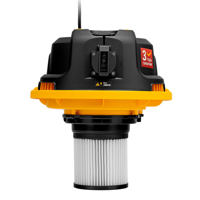 Пылесос строительный RVC20, 1400 Вт, бак 20 л, шланг 3 м, розетка с автосинхр. Denzel в Казани