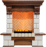 Каминокомплект Pierre Luxe - Дуб / Шампань (Высота 975мм) с очагом Cassette 400 LNH-INT PS (без дров)