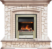 Каминокомплект Preston - Белый/Слоновая кость с патиной с очагом Cavendish