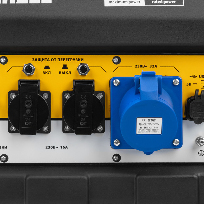 Генератор бензиновый PS 80 EA, 8.0 кВт, 230 В, 25 л, коннектор автоматики, электростартер Denzel в Казани