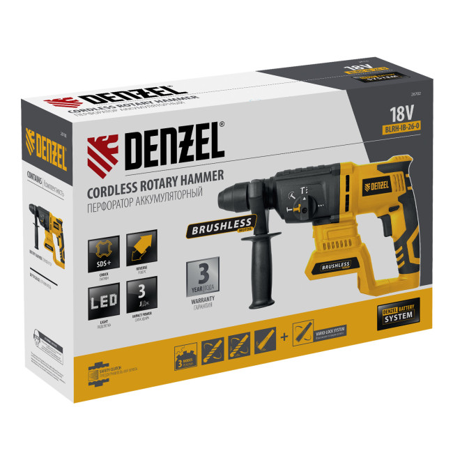 Перфоратор аккумуляторный BLRH-IB-26-0 Li-Ion, 18 В Denzel в Казани