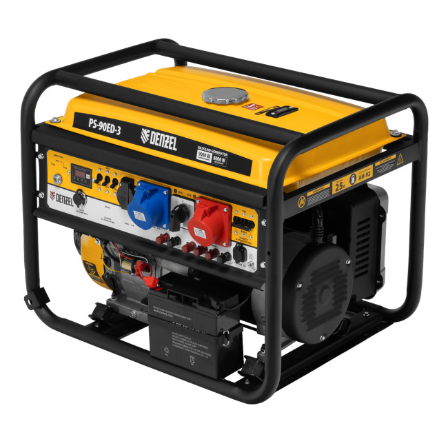Генератор бензиновый PS 90 ED-3, 9.0 кВт, переключение режима 230 В/400 В, 25 л, электростартер Denzel в Казани