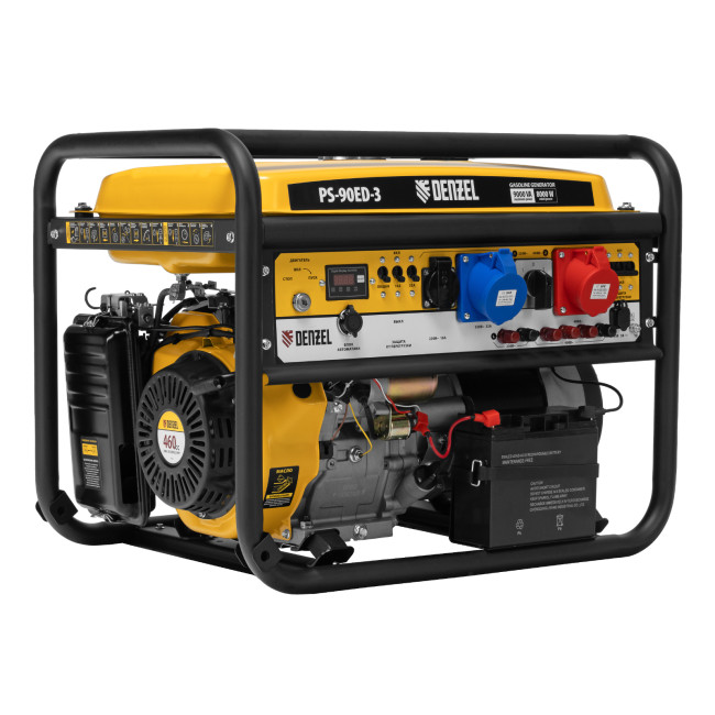 Генератор бензиновый PS 90 ED-3, 9.0 кВт, переключение режима 230 В/400 В, 25 л, электростартер Denzel в Казани