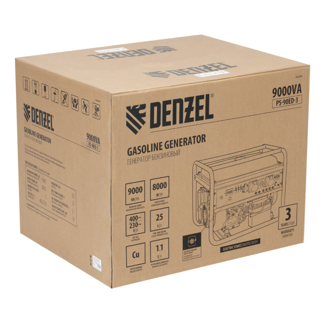 Генератор бензиновый PS 90 ED-3, 9.0 кВт, переключение режима 230 В/400 В, 25 л, электростартер Denzel в Казани