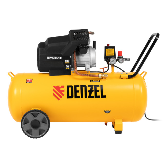 Компрессор воздушный DKV2200/100, Х-PRO 2.2 кВт, 400 л/мин, 100л Denzel в Казани