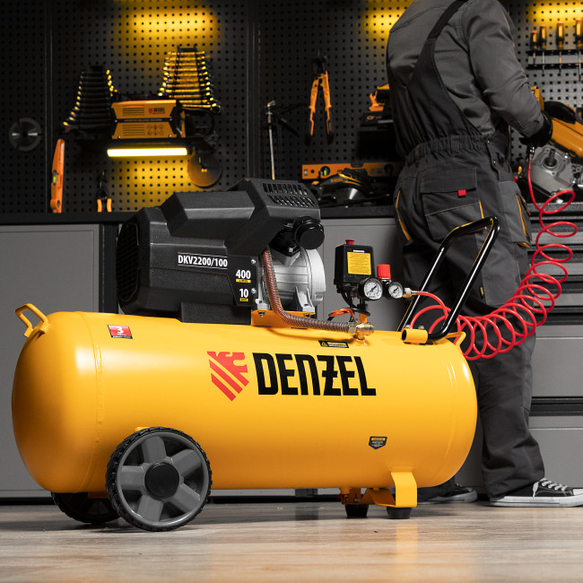 Компрессор воздушный DKV2200/100, Х-PRO 2.2 кВт, 400 л/мин, 100л Denzel в Казани