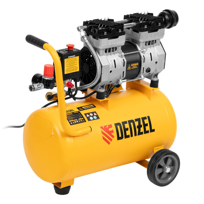 Компрессор DLS950/24 безмаслянный малошумный 950 Вт, 165 л/мин, ресивер 24 л Denzel в Казани