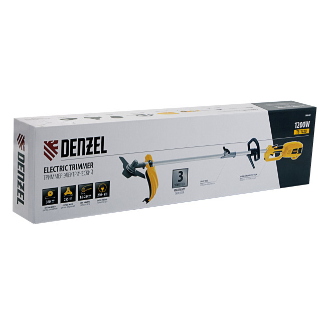 Триммер электрический TE-1220, 1200 Вт, 380 мм, катушка, диск, разборная штанга Denzel в Казани Триммер электрический TE-1220, 1200 Вт, 380 мм, катушка, диск, разборная штанга Denzel в Казани