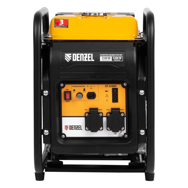 Генератор инверторный GT-3500iF, 3.5 кВт, 230 В, бак 5 л, открытый корпус, ручной старт Denzel в Казани