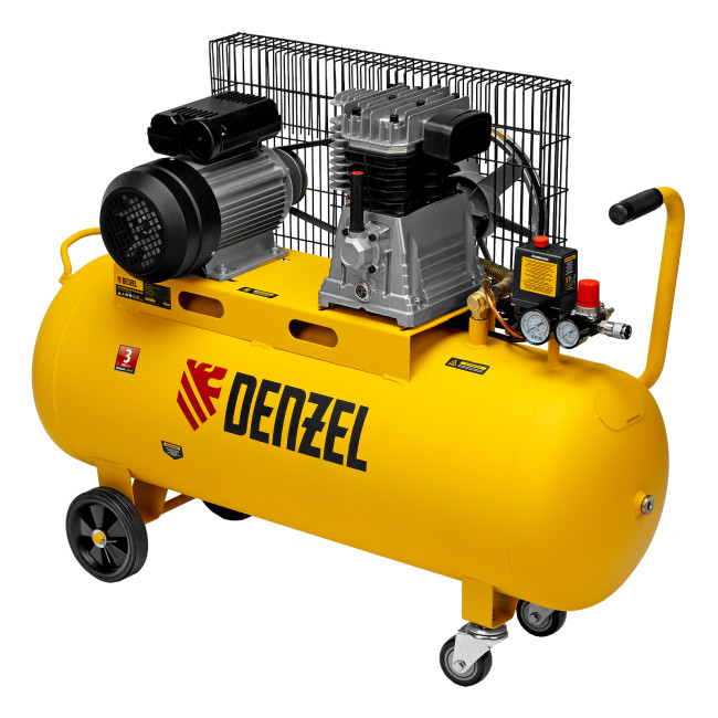 Компрессор воздушный BCI2300/100, ременный привод, 2.3 кВт, 100 литров, 400 л/мин Denzel в Казани