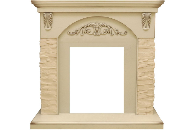 Каминокомплект Bern Сланец крупный бежевый / Алебастр темная патина с очагом Danville Antique Brass FB2 в Казани