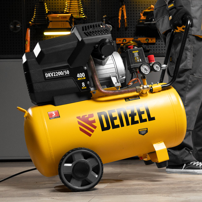 Компрессор воздушный DKV2200/50, Х-PRO 2.2 кВт, 400 л/мин, 50 л Denzel в Казани