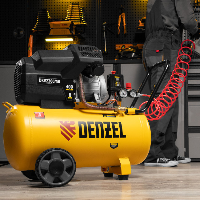 Компрессор воздушный DKV2200/50, Х-PRO 2.2 кВт, 400 л/мин, 50 л Denzel в Казани