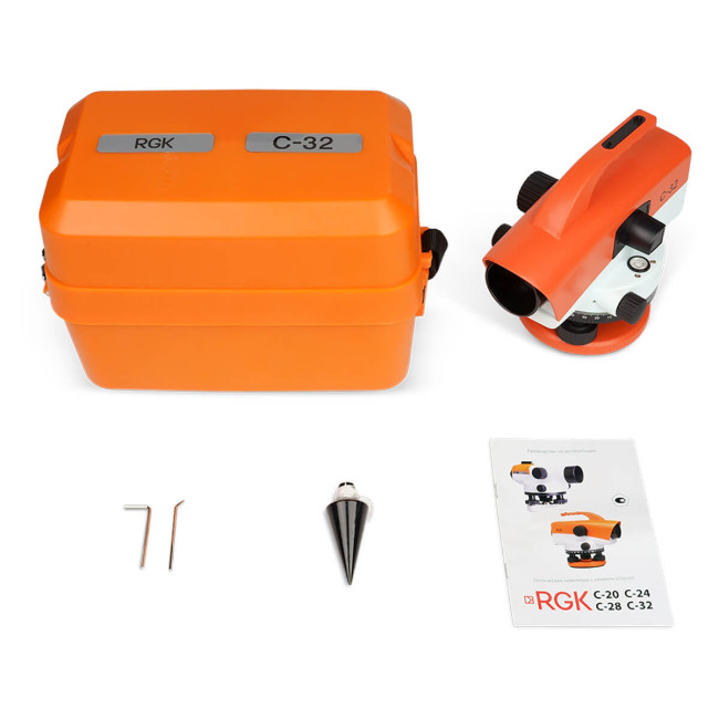 Комплект оптический нивелир RGK C-32 с поверкой + штатив S6-N + рейка AMO S3 в Казани