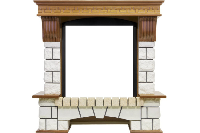 Каминокомплект Pierre Luxe - Дуб / Белый (Высота 990мм) с очагом Gannon DF2010-EU в Казани