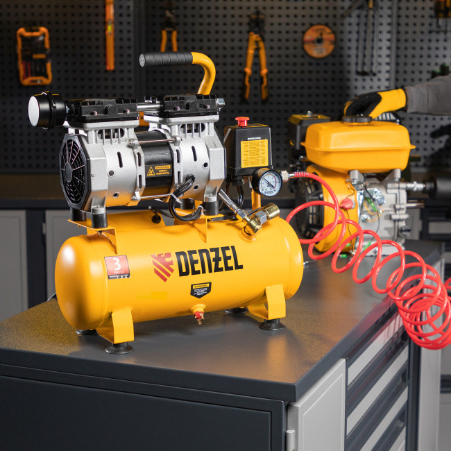 Компрессор DLS650/10 безмаслянный малошумный 650 Вт, 120 л/мин, ресивер 10 л Denzel в Казани