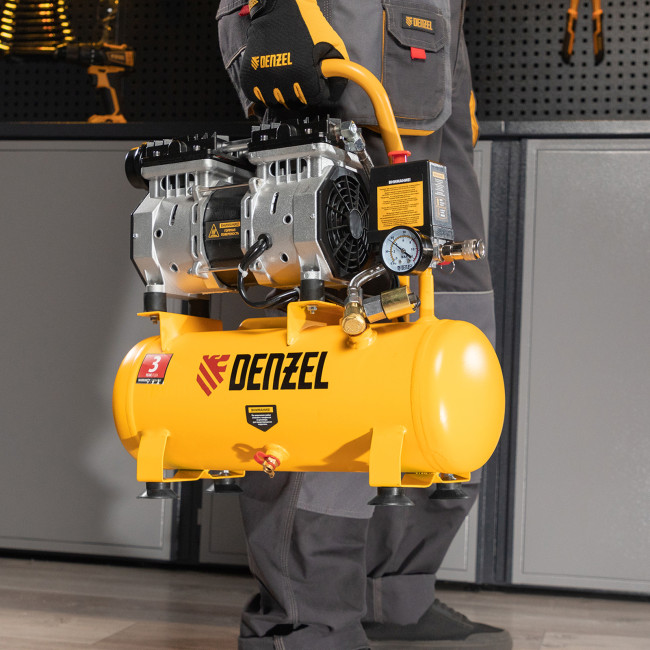 Компрессор DLS650/10 безмаслянный малошумный 650 Вт, 120 л/мин, ресивер 10 л Denzel в Казани
