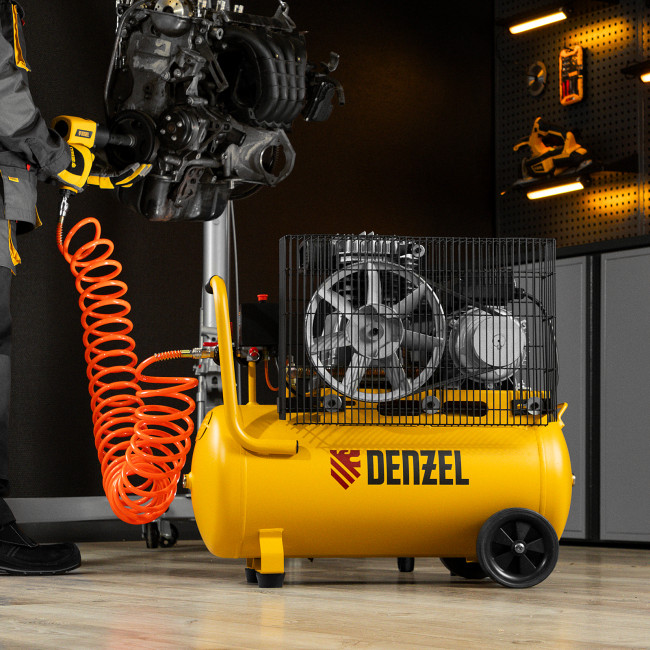 Компрессор воздушный BCI2300/50, ременный привод, 2.3 кВт, 50 литров, 400 л/мин Denzel в Казани