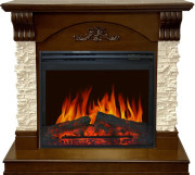 Каминокомплект Prague - Сланец бежевый / Темный дуб с очагом Jupiter FX New