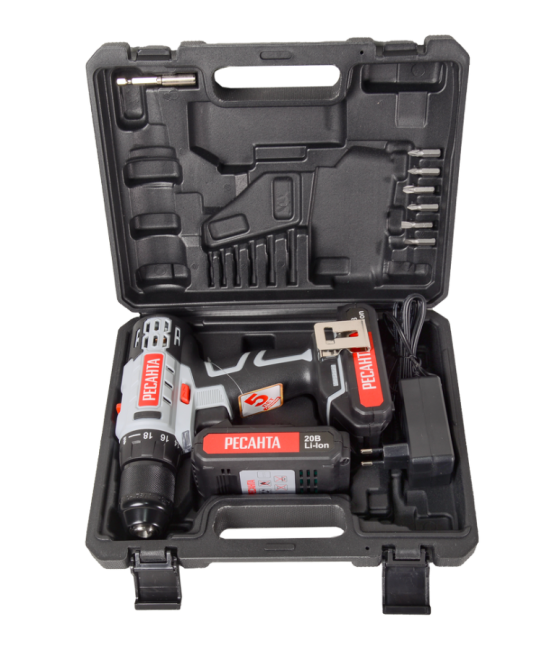 Дрель-шуруповерт аккумуляторная Ресанта ДА-20-2ЛК (2,0 А/ч) в Казани