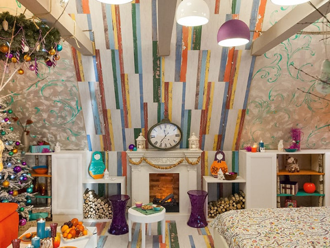 Каминокомплект Amalfi - Белый дуб с очагом Cassette 400 LNH-INT (с дровами) в Казани