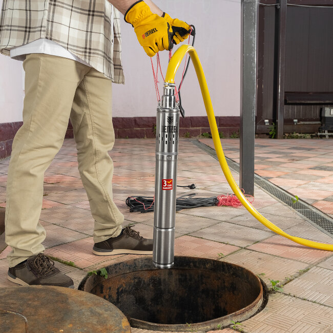 Скважинный насос DWS-3-75, винтовой, диаметр 3", 500 Вт, 1600 л/ч, напор 75 м Denzel в Казани