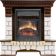 Каминокомплект Pierre Luxe угловой - Темный дуб / Белый с очагом Majestic FX Black