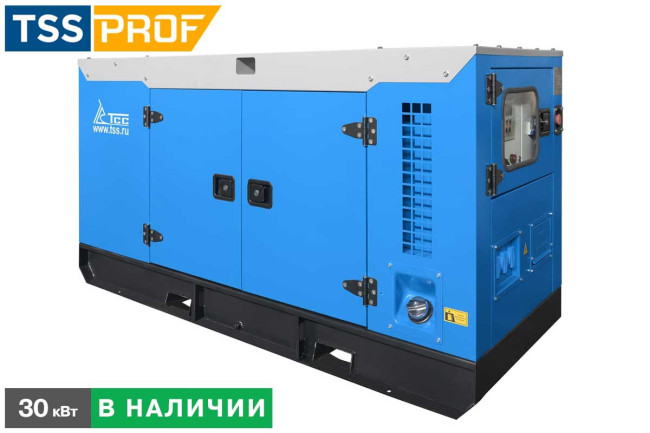 Дизельный генератор ТСС АД-30С-Т400-1РКМ7 в шумозащитном кожухе в Казани
