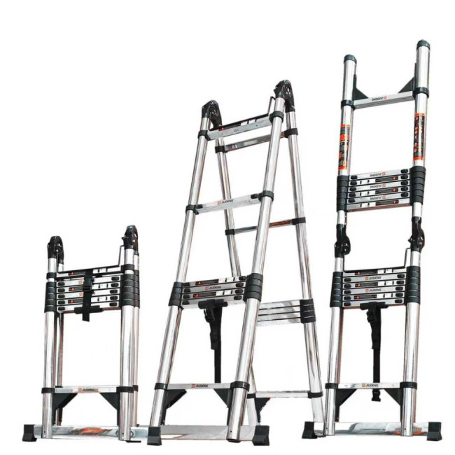 Лестница телескопическая трансформер нержавеющая сталь 2,5/5,0 м TM-5050CC в Казани Лестница телескопическая трансформер нержавеющая сталь 2,5/5,0 м TM-5050CC в Казани