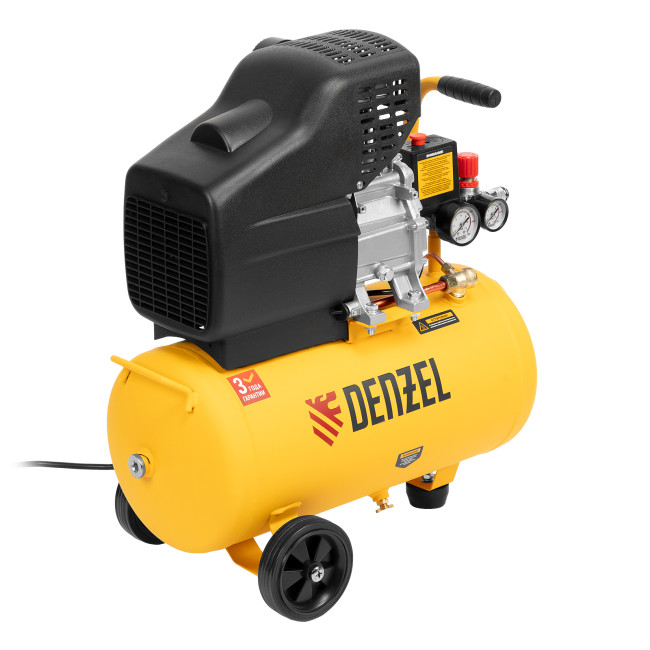 Компрессор воздушный DC1500/24, прямой привод, 1.5 кВт, 24 литра, 220 л/мин Denzel в Казани