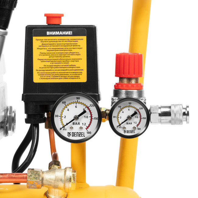 Компрессор воздушный DC1500/24, прямой привод, 1.5 кВт, 24 литра, 220 л/мин Denzel в Казани