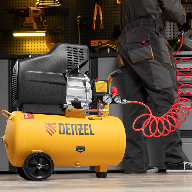 Компрессор воздушный DC1500/24, прямой привод, 1.5 кВт, 24 литра, 220 л/мин Denzel в Казани