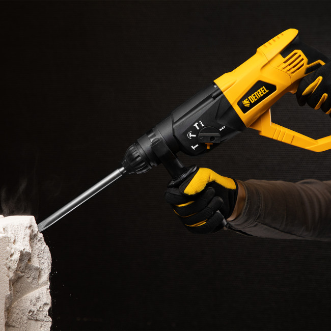 Перфоратор электрический RH-1050-26, SDS-plus, 1050 Вт, 3.2 Дж, 3 плюс 1 режим Denzel в Казани