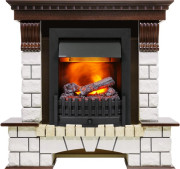 Каминокомплект Pierre Luxe угловой - Темный дуб / Белый (Высота 1020мм) с очагом Danville Black FB2