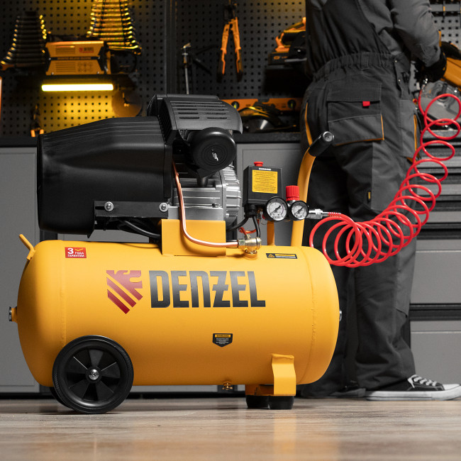 Компрессор воздушный прям. привод DCV1800/50, 1,8 кВт, 50 литров, 320 л/мин Denzel в Казани