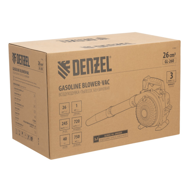 Воздуходувка-пылесос бензиновая GL-260, 26 см3, 1 л.с. Denzel в Казани