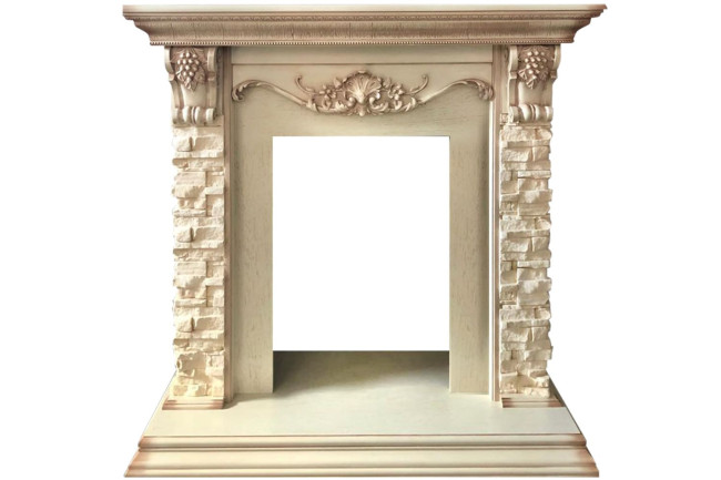 Каминокомплект Adriana - Cлоновая кость с очагом Aspen Black в Казани